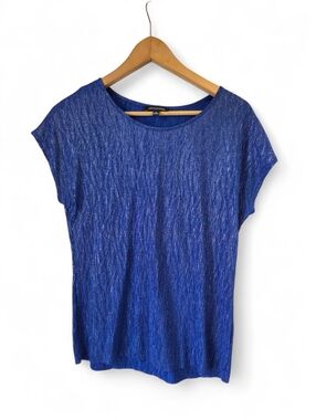 Notations Blue Shiny Short-sleeve Top Size Medium